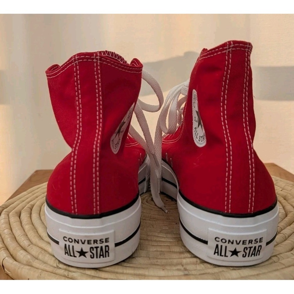 Converse All Star Chuck Taylor Sneakers Size 10 Shoes Red Canvas Lace High Top - Picture 4 of 15